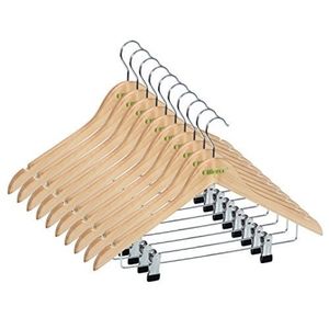 Ollieroo wooden hangers with pants clip set of 10